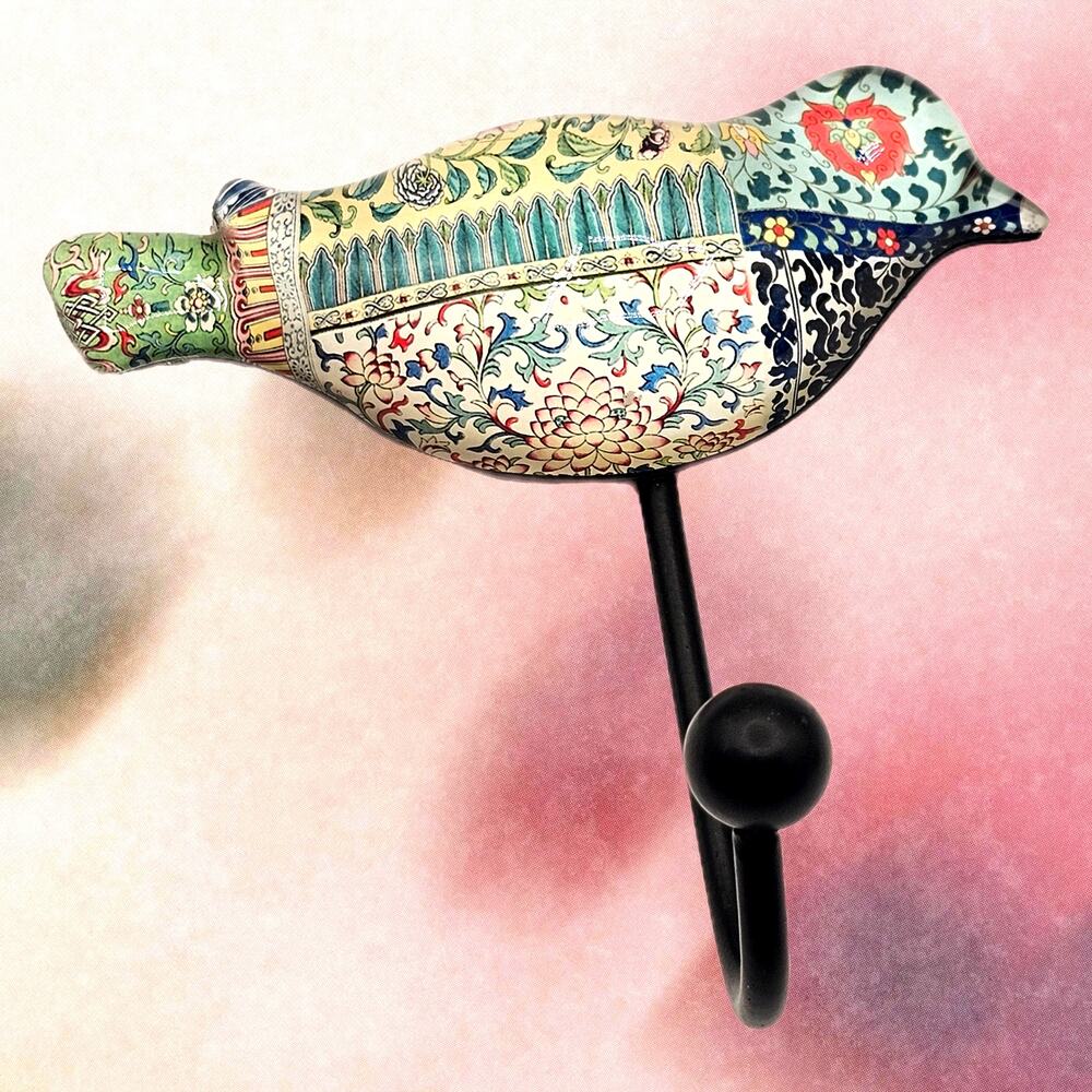 Colorful Acrylic Art Piece Bird Hook for Clothes or Towels - Wall Decor Accent